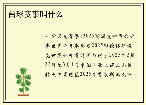 台球赛事叫什么